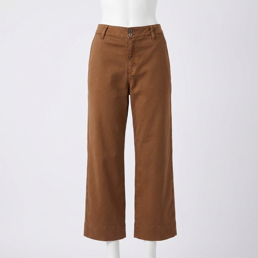 NEW BELLA DAHL women's sofia wide leg crop pant in spiced brown
